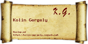 Kolin Gergely névjegykártya